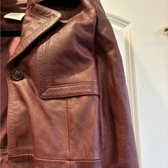NWT Vetements Raised Shoulder Leather Trench- Bordeaux
